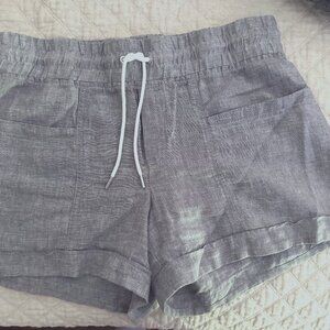 Athleta Cabo Linen 4" Shorts Gray Sz 10